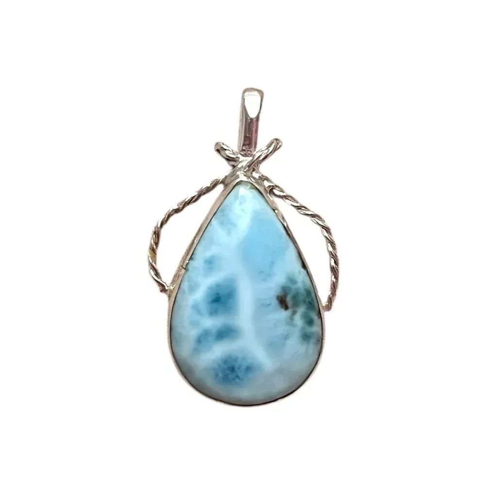 Sterling Silver Teardrop Larimar Pendant